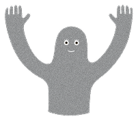 両手をあげているよるっち