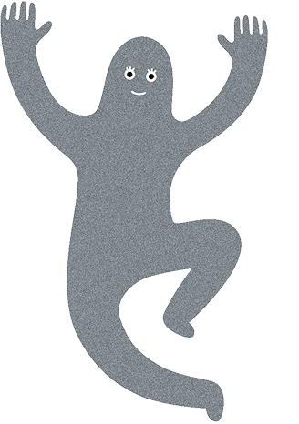 夜立よる学校　両手をあげて楽しそうに跳ねているよるっち